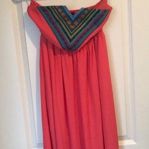 Coral strapless maxi